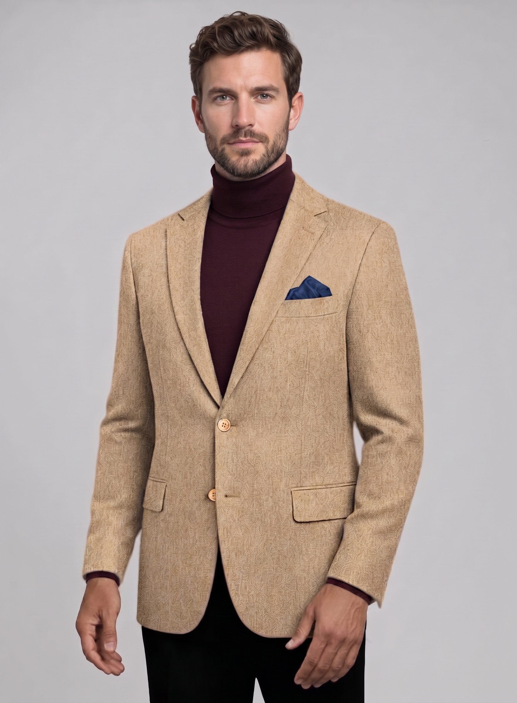 Modelo vistiendo saco de cashmere Brunello