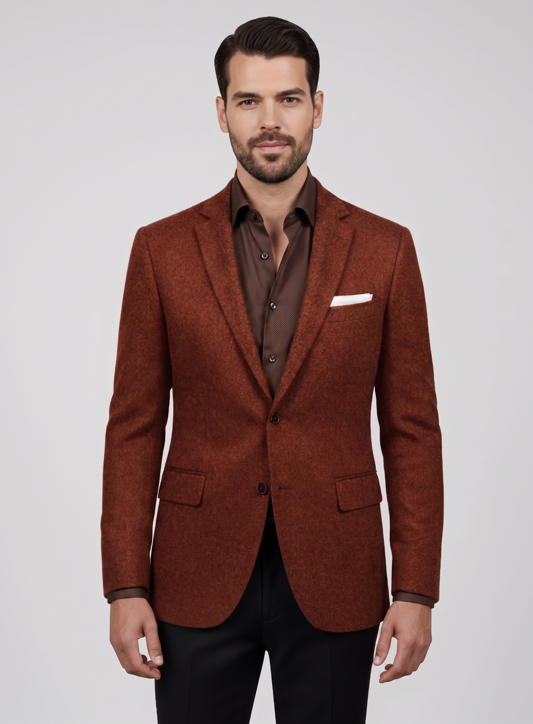 Modelo vistiendo saco de cashmere Antracite